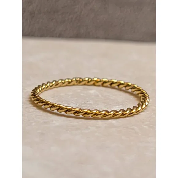 Stackable 14k Gold Rope Ring - Picture 2 of 5